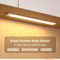 Ultra-thin human body sensor light strip with adjustable brightness and three-color changing. Smart LED strip with self-adhesive, USB rechargeable, suitable for cabinets, wine cabinets, and wardrobes.