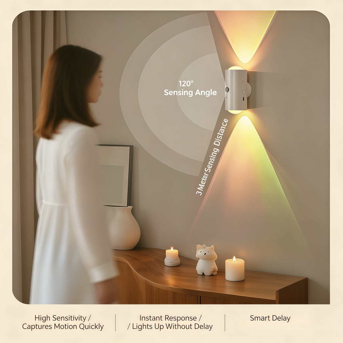 Smart Motion Sensor LED Wall Light, Magnetic Rechargeable RGB Cabinet Light with Remote, 16 Colors Wireless Spotlight